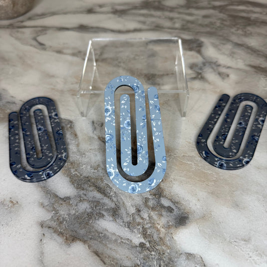 Jumbo Paperclip - Charcoal Blue Floral
