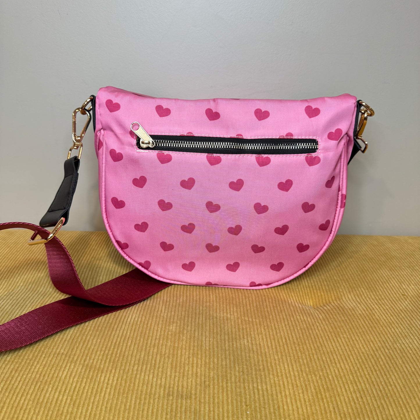 The Roni Nylon Crossbody - Light Pink Hearts