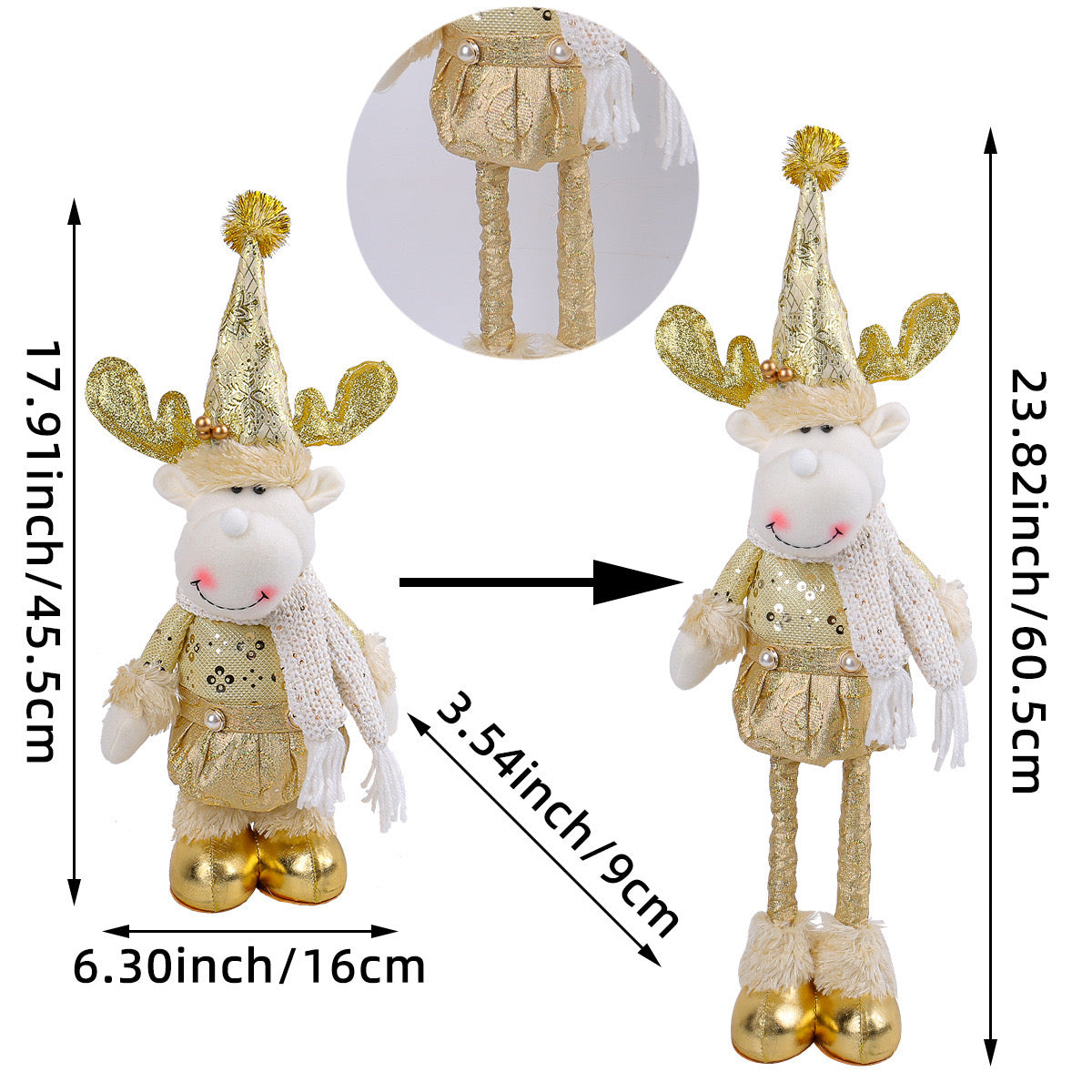 Telescopic Standing Christmas Decor - Gold - PREORDER 10/3-10/6