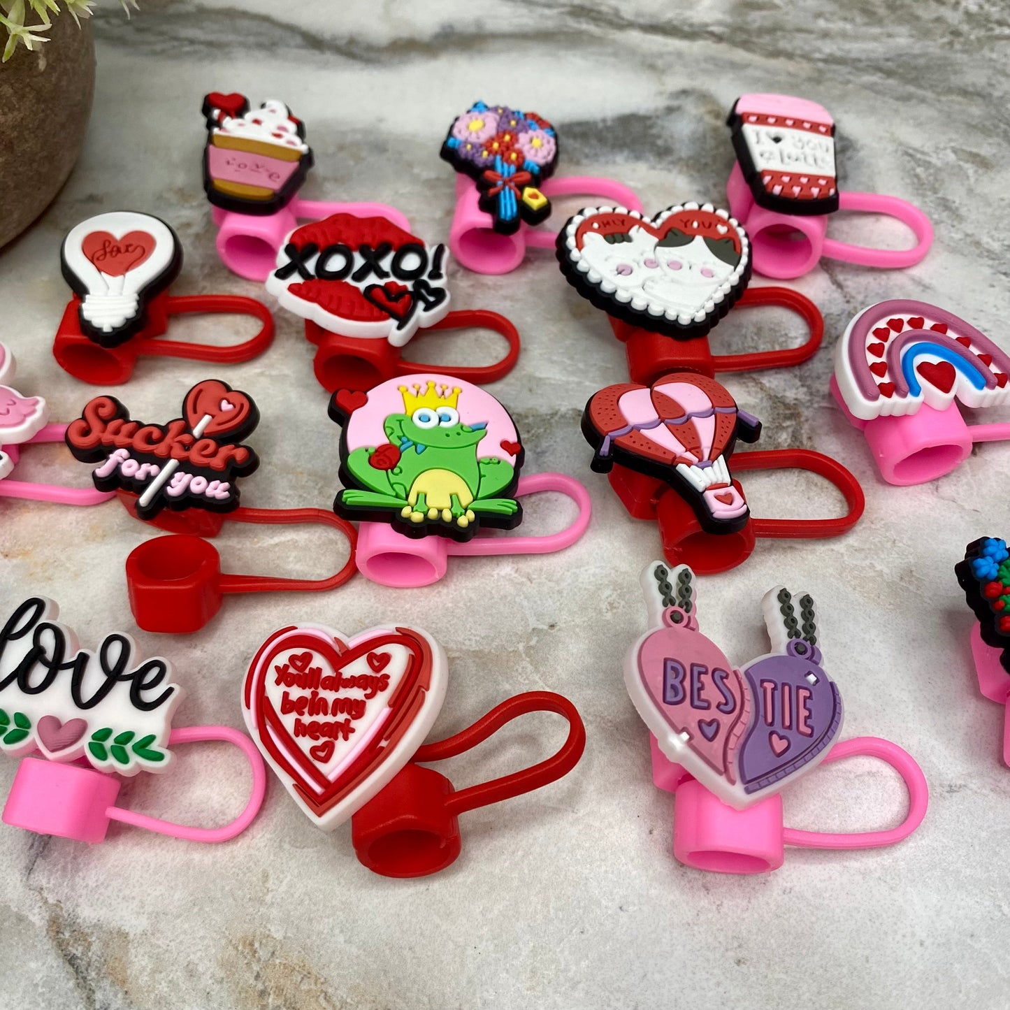 Silicone Straw Toppers Tumbler - Love Mix #2