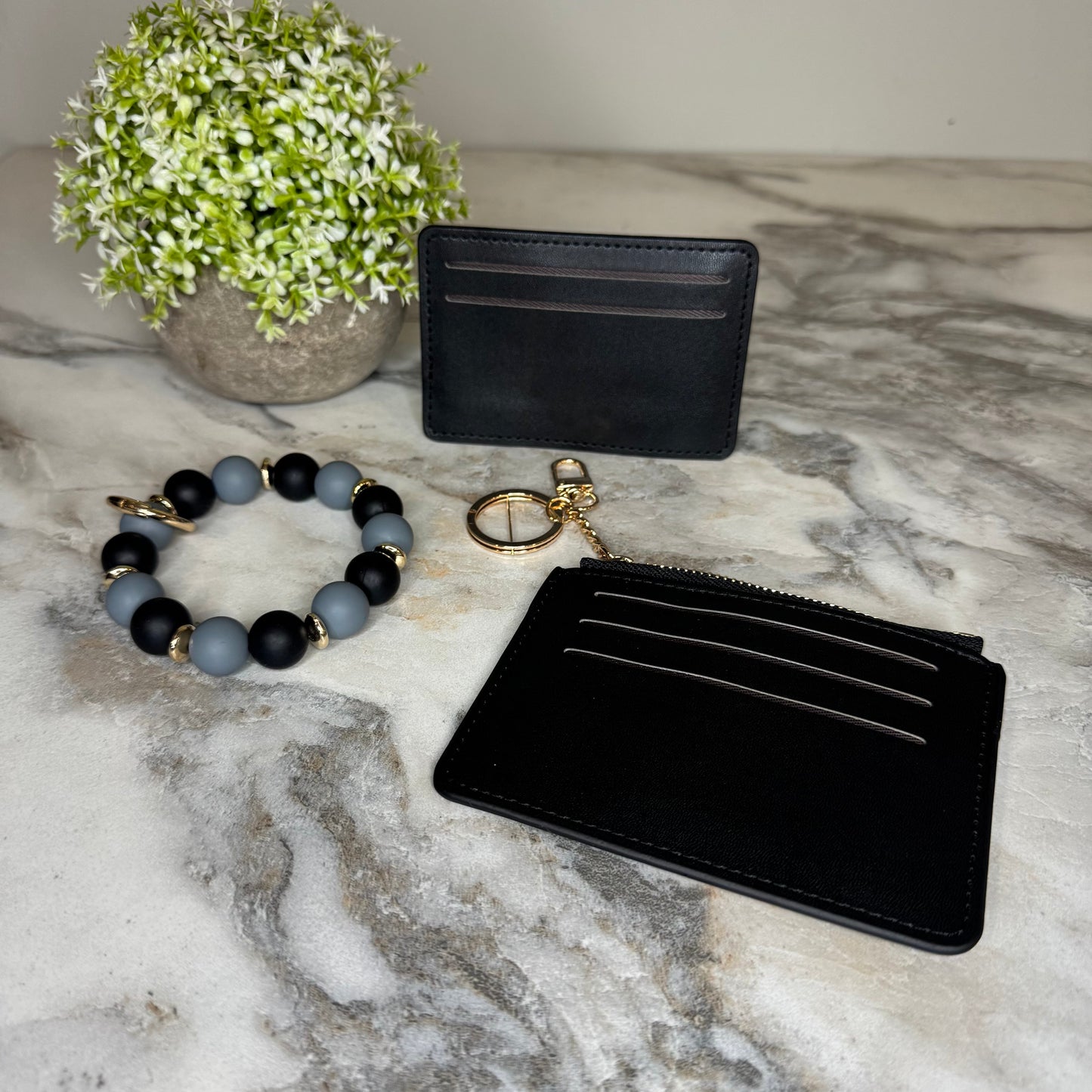 Denim Suede Bracelet Keychain & Card Holder Wallet - PREORDER
