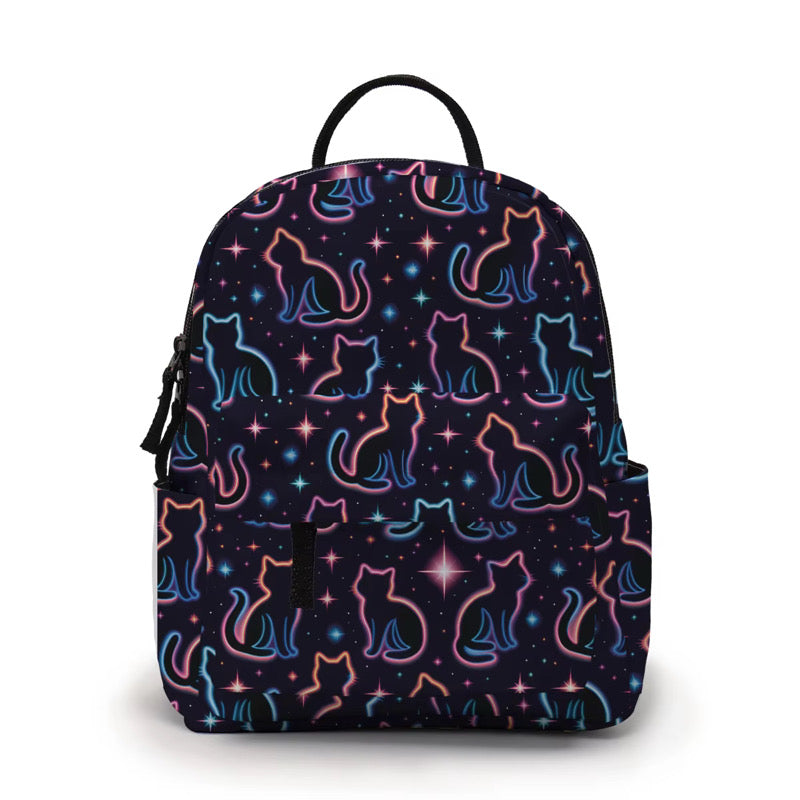 Mini Backpack - Halloween Fall - Cat Neon Outline