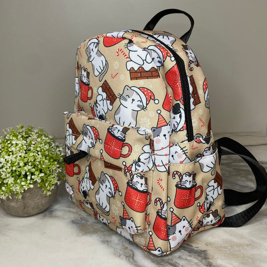 Mini Backpack - Cat Christmas