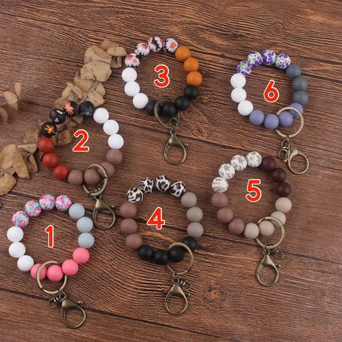 Silicone Bracelet Keychain - Floral/Solids - PREORDER 5/6-5/9