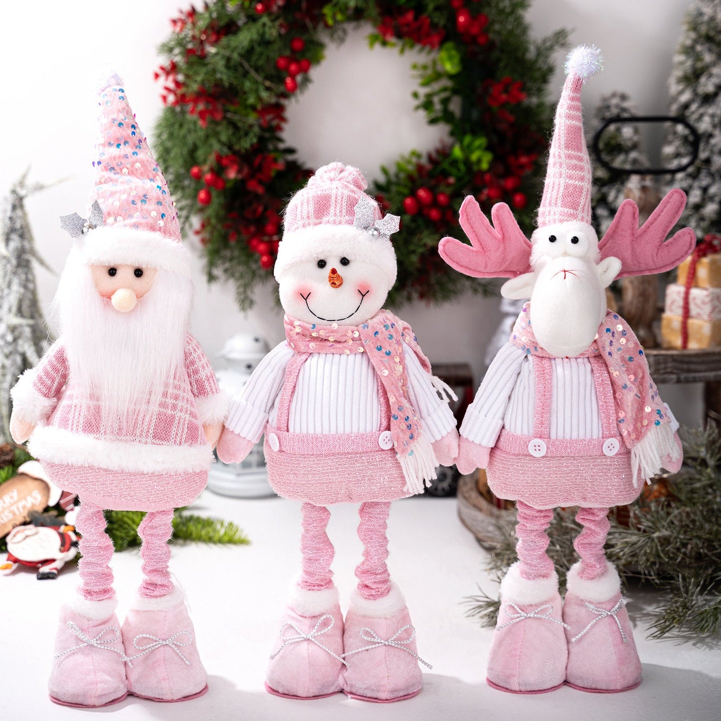 Telescopic Standing Christmas Decor - Pink & White - PREORDER 10/3-10/6
