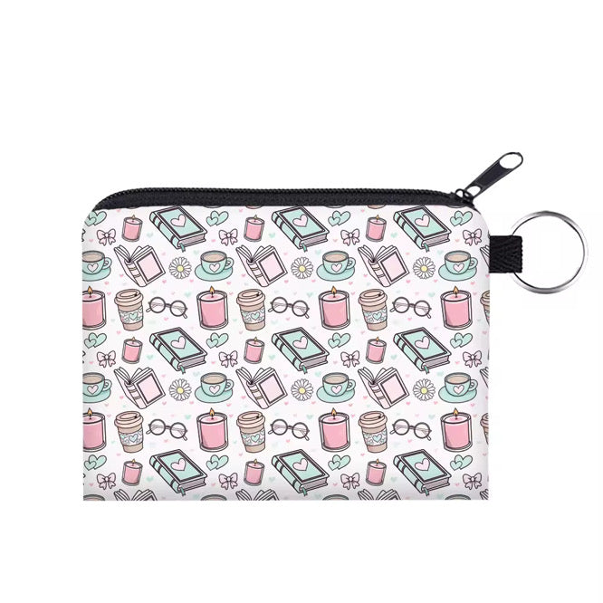 Mini Pouch - Books Coffee Tea Daisy