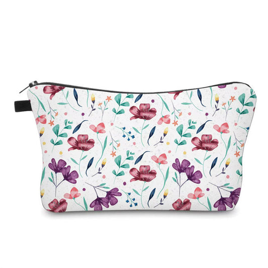 Pouch - Floral White Maroon Purple