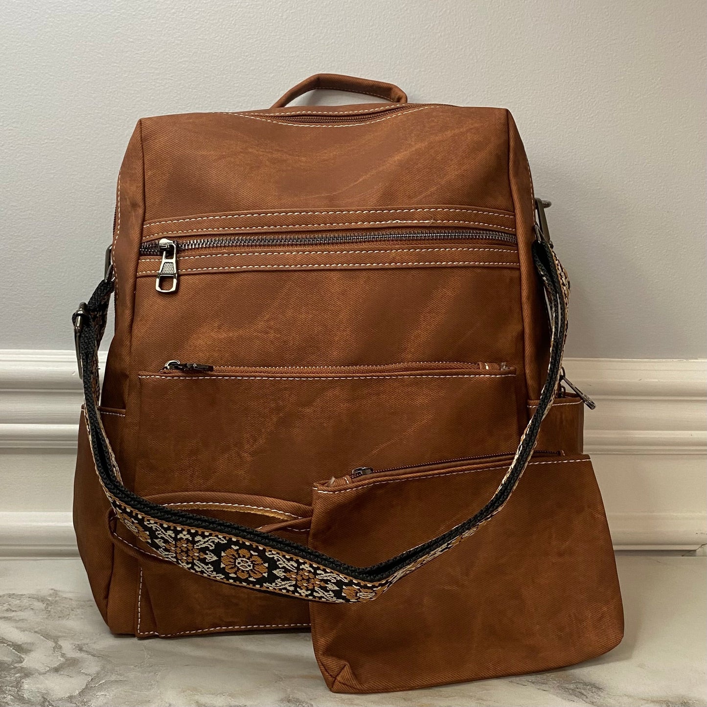 Denim Suede Brooke Backpack + Pouch - PREORDER