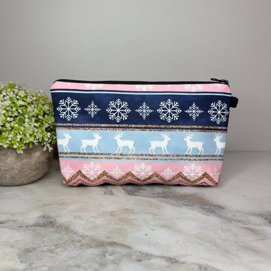 Pouch - Christmas - Snowflake Blue Pink