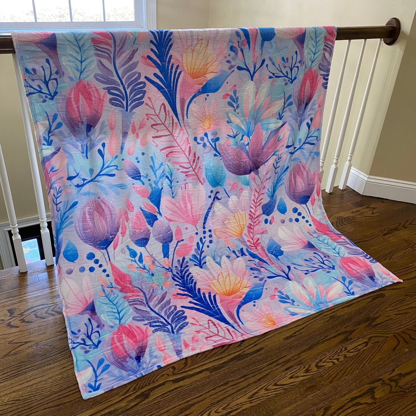 Blanket - Floral Purple Blue Watercolor