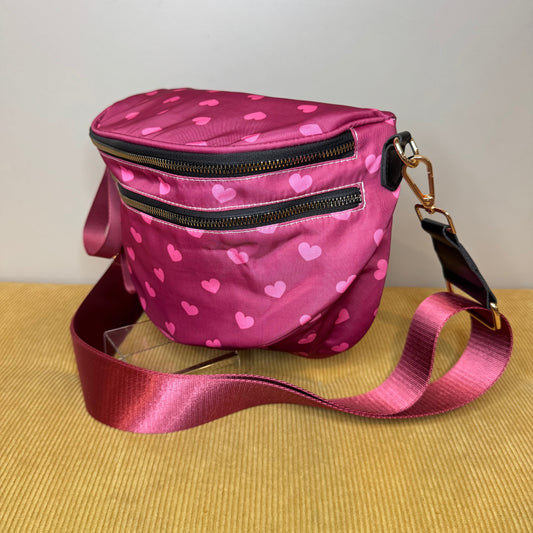 The Roni Nylon Crossbody - Maroon Heart