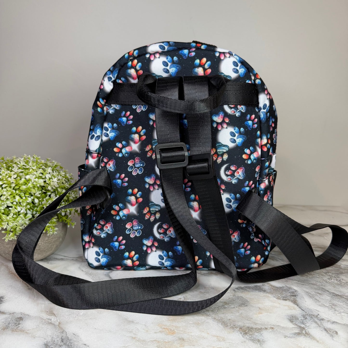 Mini Backpack - Dog Paw Galaxy Moon