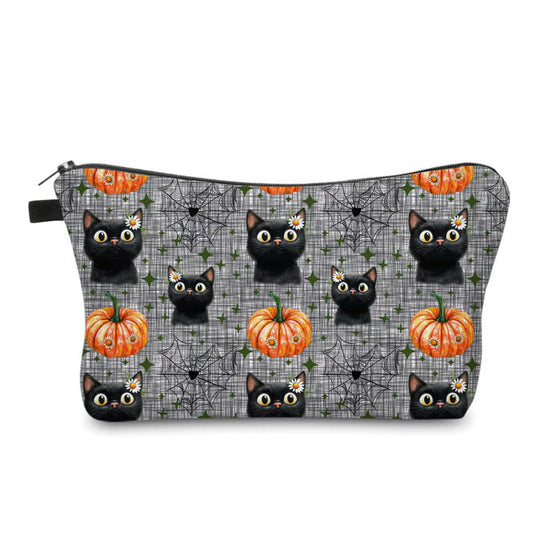 Pouch - Halloween Fall - Black Cat Daisy Pumpkin