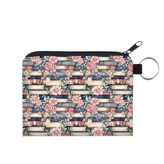 Mini Pouch - Books All Over Navy Floral