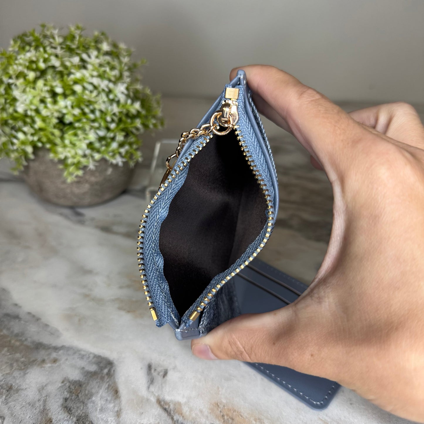 Denim Suede Bracelet Keychain & Card Holder Wallet - PREORDER