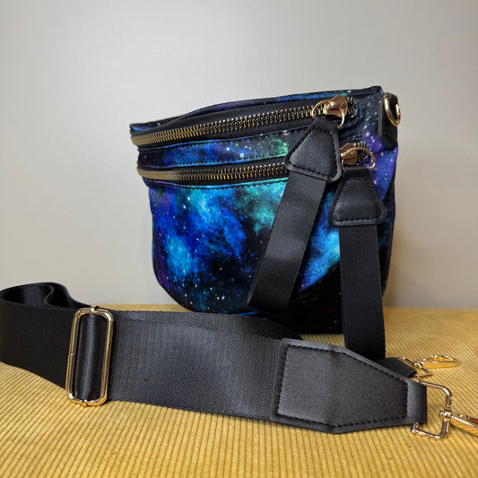 The Roni Nylon Crossbody - Blue Green Purple Galaxy