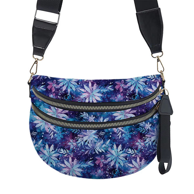 The Roni Nylon Crossbody - Blue Purple Snowflake