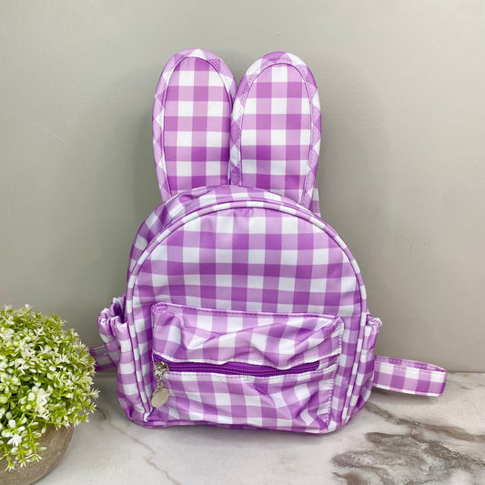 Mini Backpack - Easter - Gingham Bunny Ears - Purple