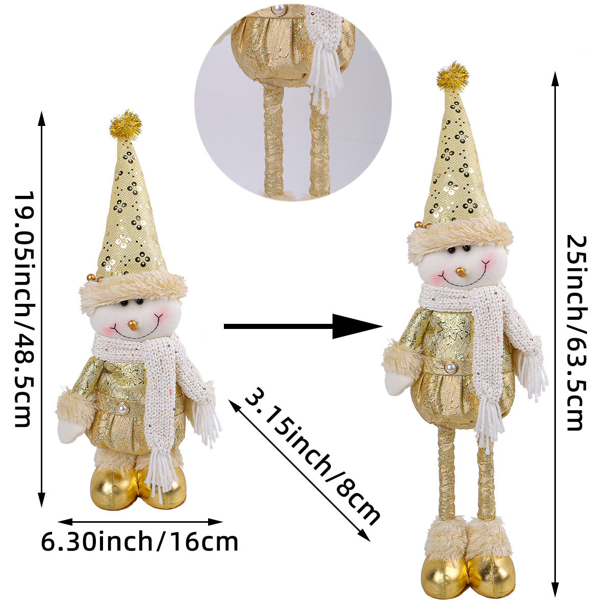 Telescopic Standing Christmas Decor - Gold - PREORDER 10/3-10/6