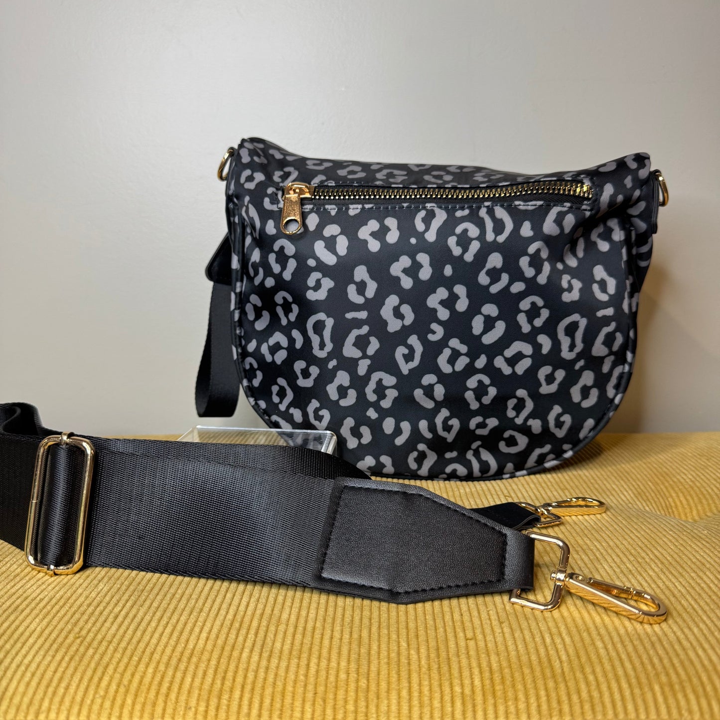 Roni - Nylon Crossbody - Black & Grey Animal - PREORDER