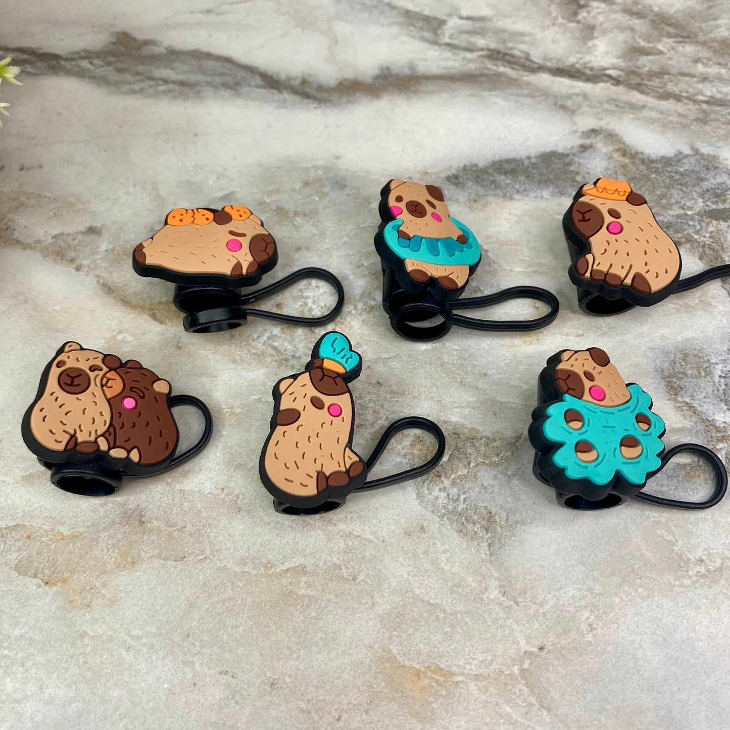 Silicone Straw Toppers Tumbler - Capybara