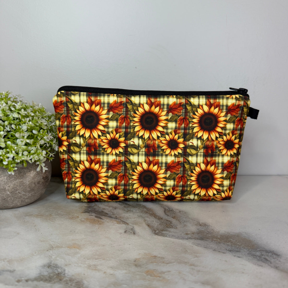Pouch - Floral Sunflower Plaid