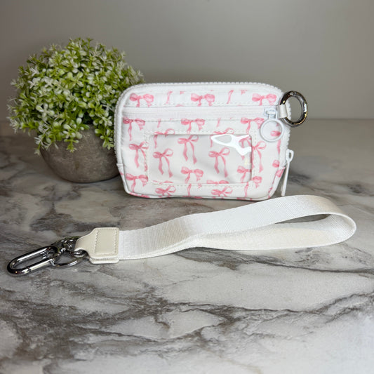Rue - Nylon Wristlet Wallet - White Pink Bow