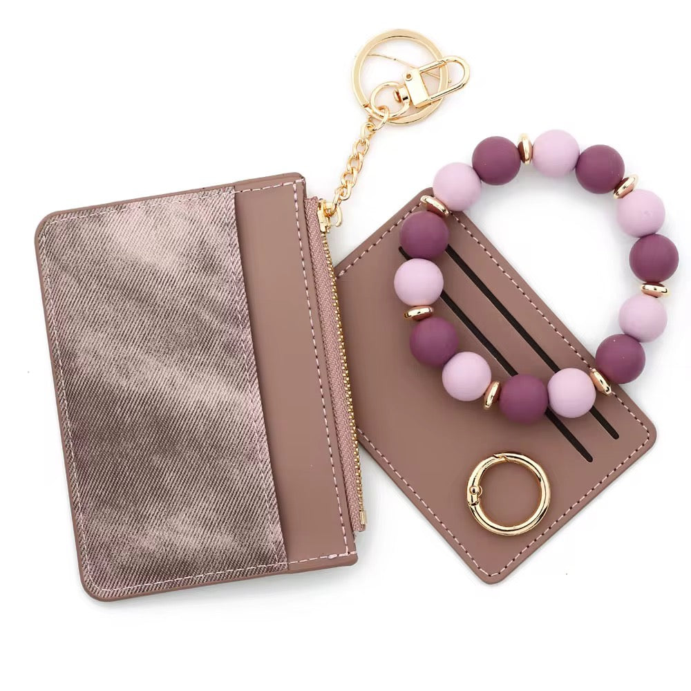 Denim Suede Bracelet Keychain & Card Holder Wallet - PREORDER