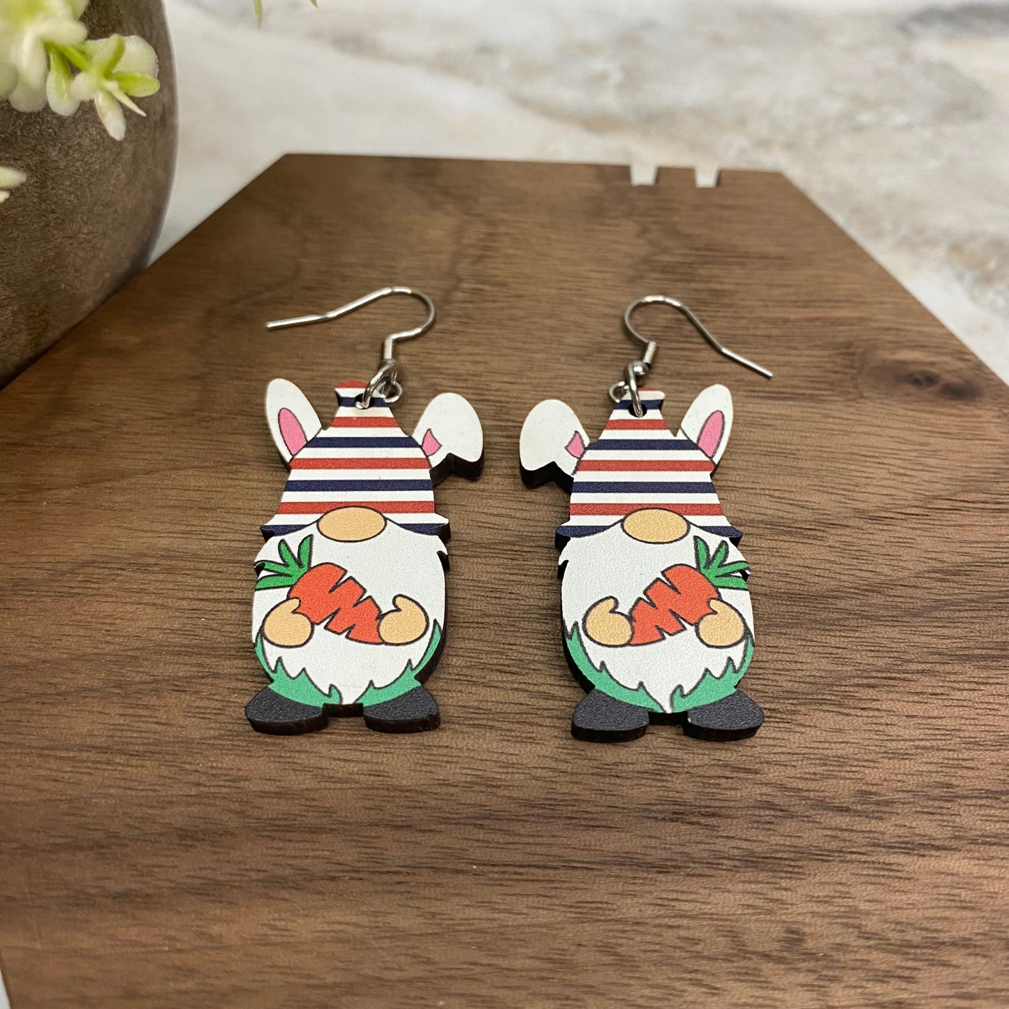 Wood Dangle Earring - Easter - #8