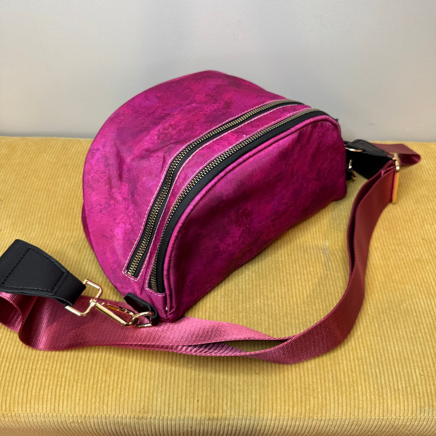 The Roni Nylon Crossbody - Maroon Acid Wash
