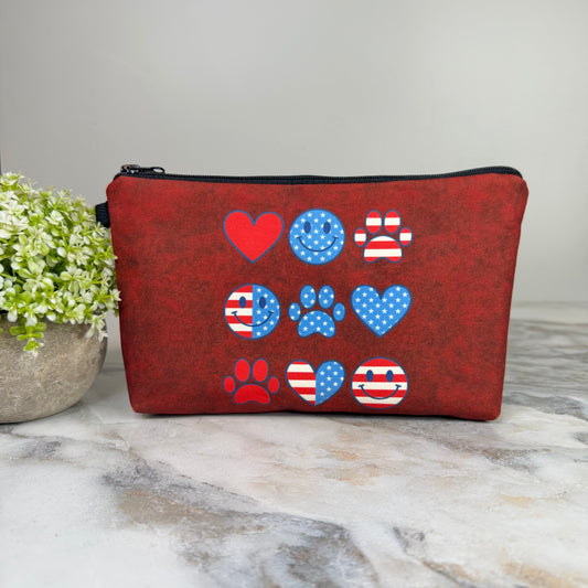 Pouch - America Paw Heart Flag