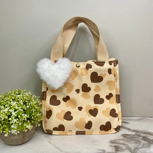 Tote Bag - Heart Brown + Tan