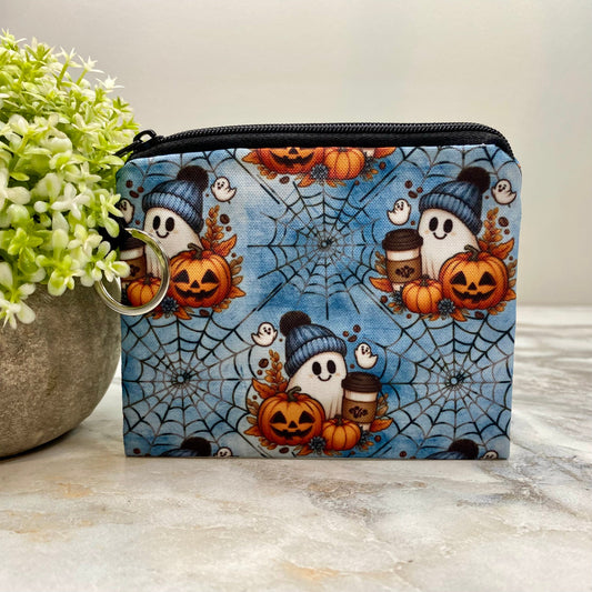 Pouch & Mini Pouch Bundled Set - Fall Pumpkin Ghostie