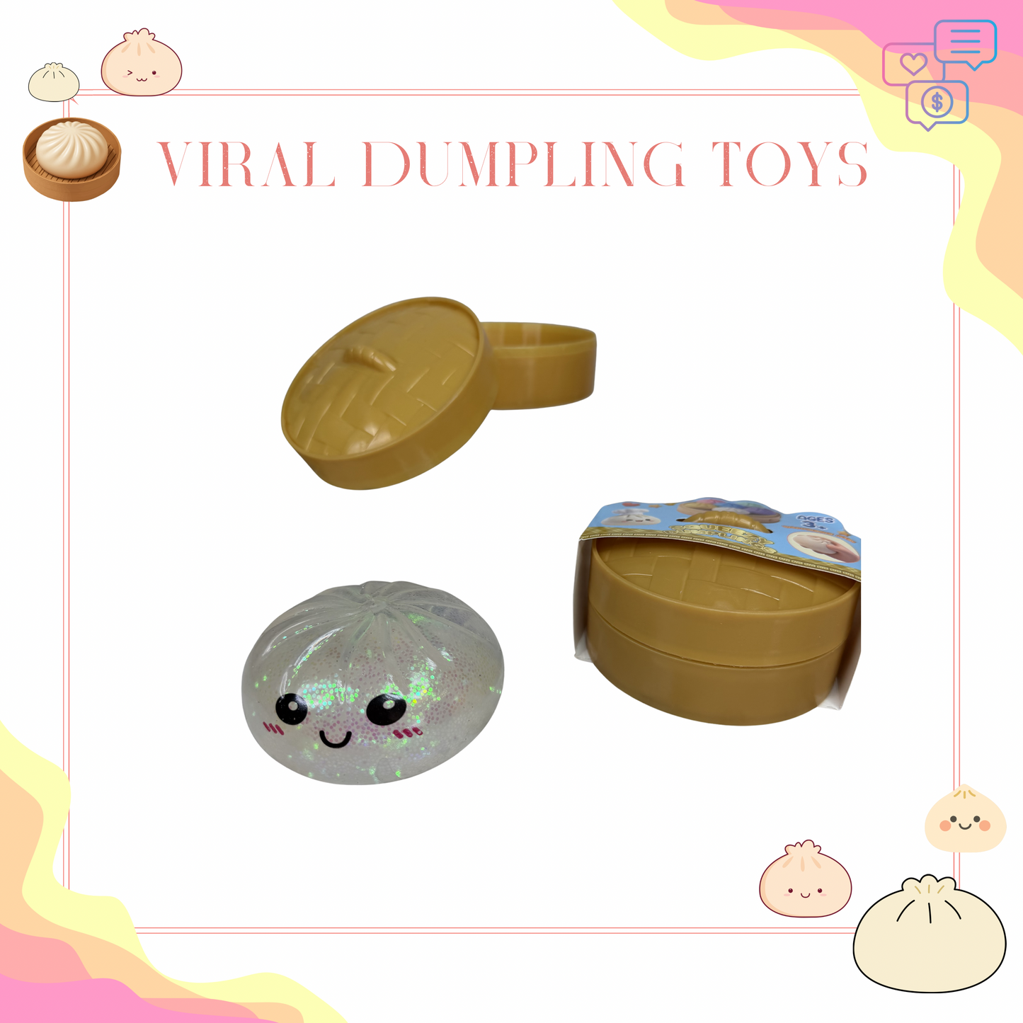 Squishy Toy - Viral Dumpling, Glitter - PREORDER