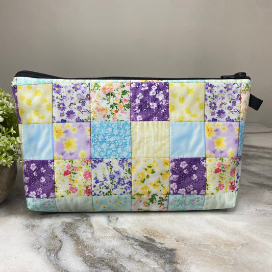 Pouch - Spring Purple Yellow Blue Patches