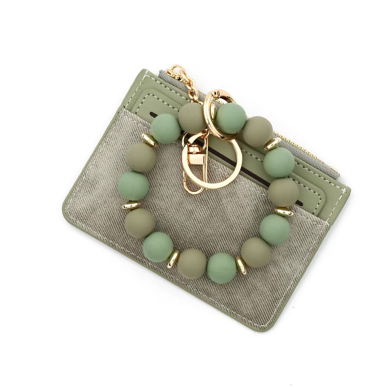 Denim Suede Bracelet Keychain & Card Holder Wallet - PREORDER