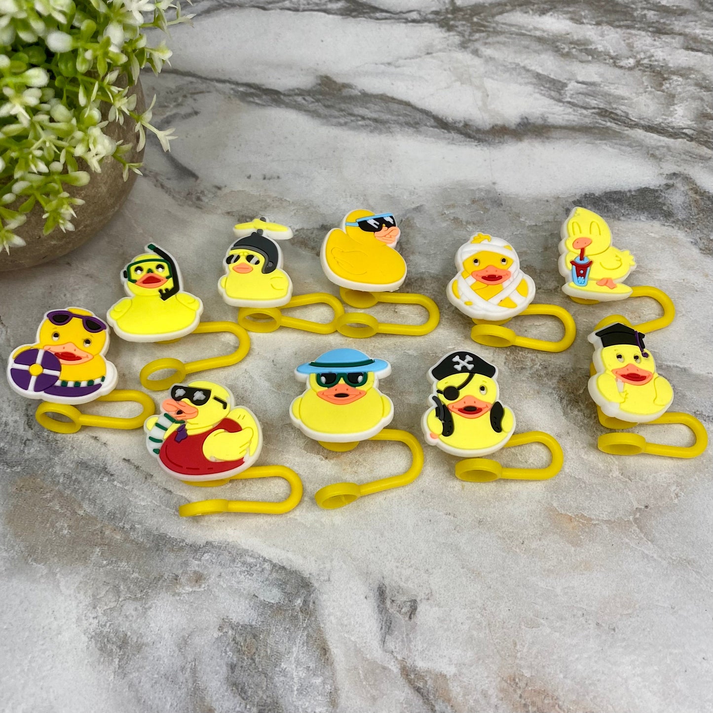 Silicone Straw Toppers Tumbler - Duck Mix