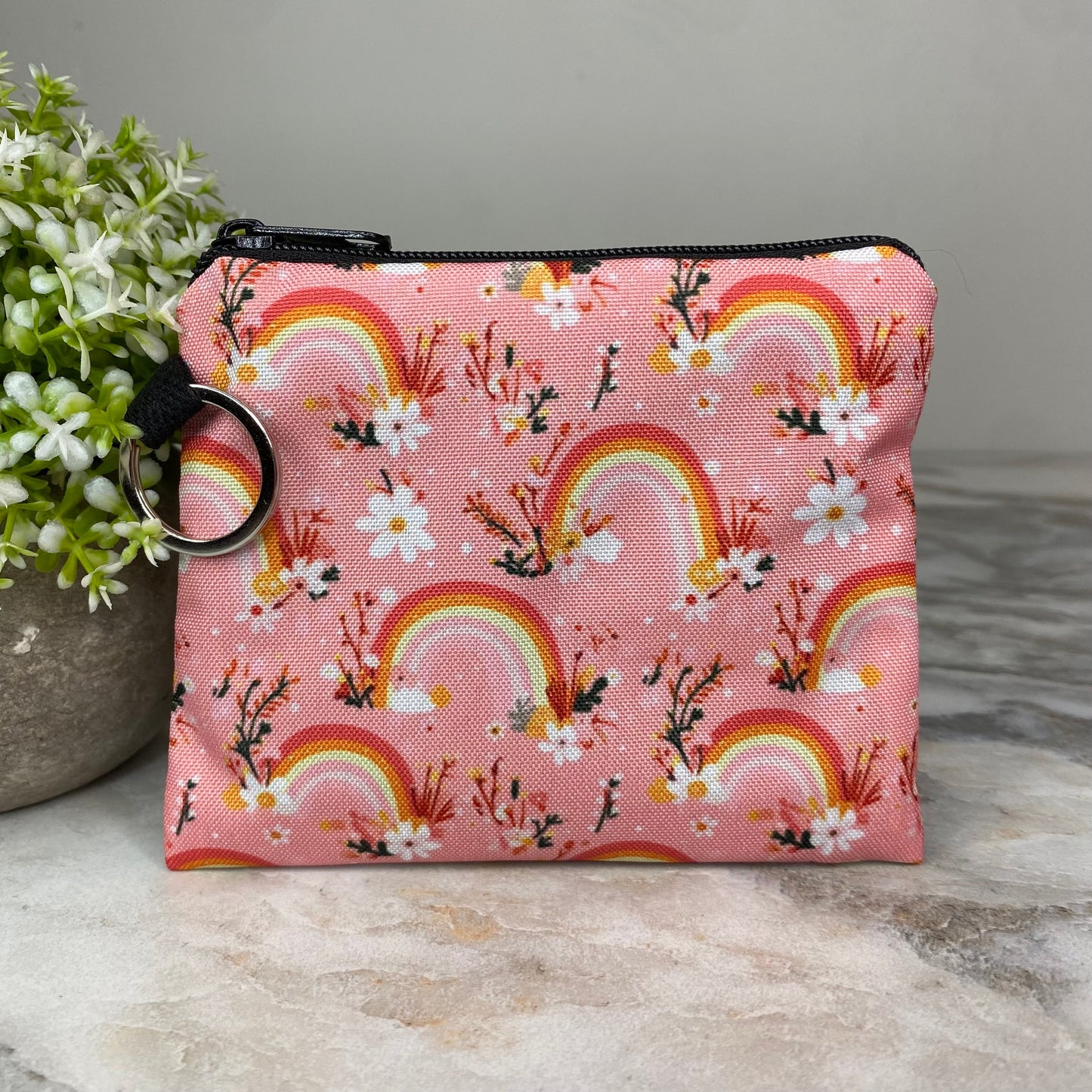 Mini Pouch - Rainbow Floral Yellow Orange Pink