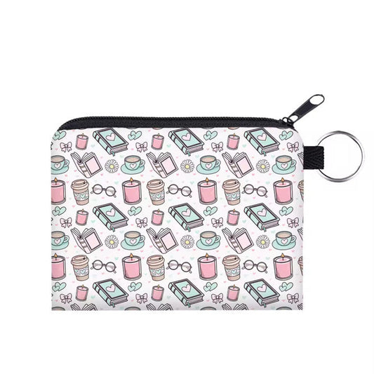 Mini Pouch - Books Coffee Tea Daisy
