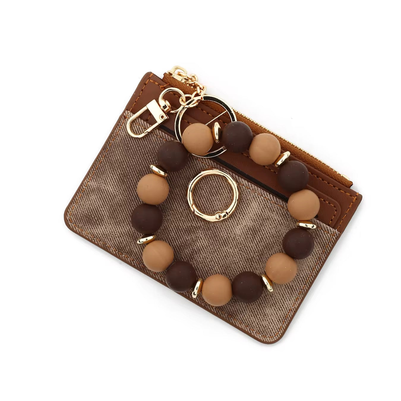 Denim Suede Bracelet Keychain & Card Holder Wallet - PREORDER