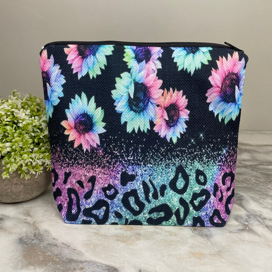 Canvas Pouch XL - Rainbow Sunflower Glitter