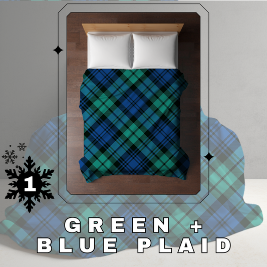Blanket Christmas - Green + Blue Plaid - PREORDER