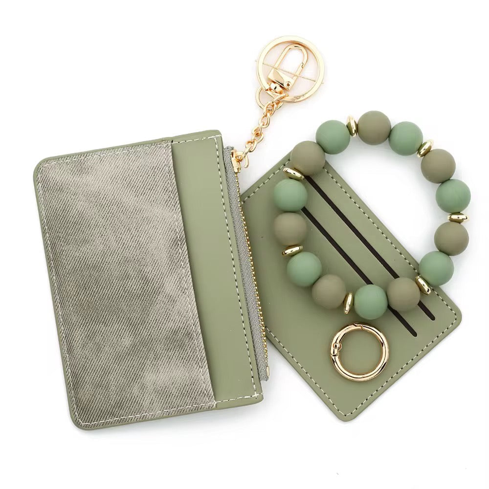 Denim Suede Bracelet Keychain & Card Holder Wallet - PREORDER