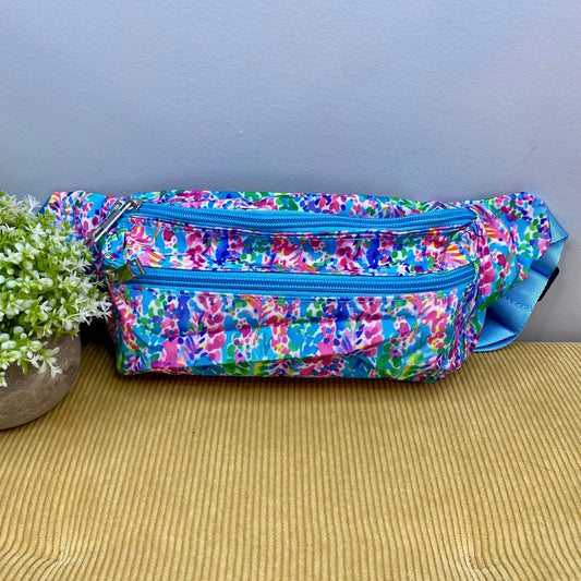 Fanny Pack Waist Bag - Blue Watercolor Floral