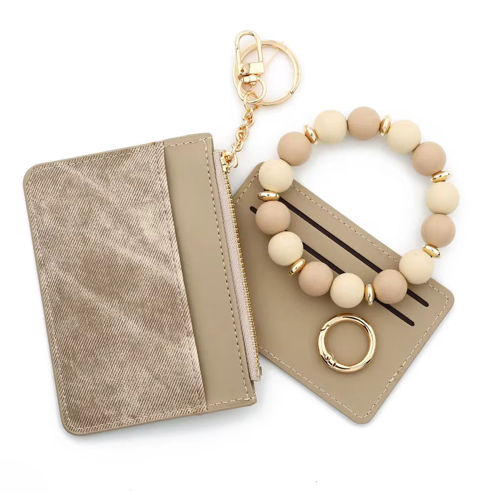 Denim Suede Bracelet Keychain & Card Holder Wallet - PREORDER
