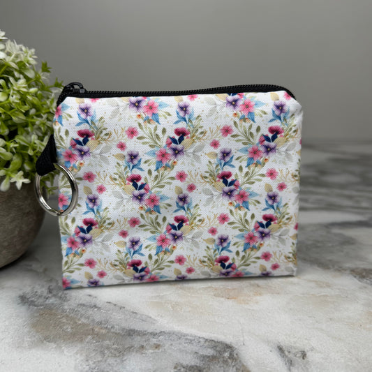 Mini Pouch - Floral Vines Pink Purple Blue