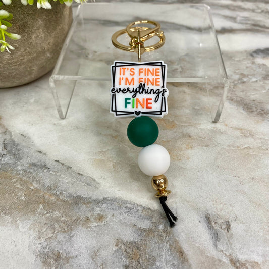 Keychain - Silicone Bead - Everything’s Fine