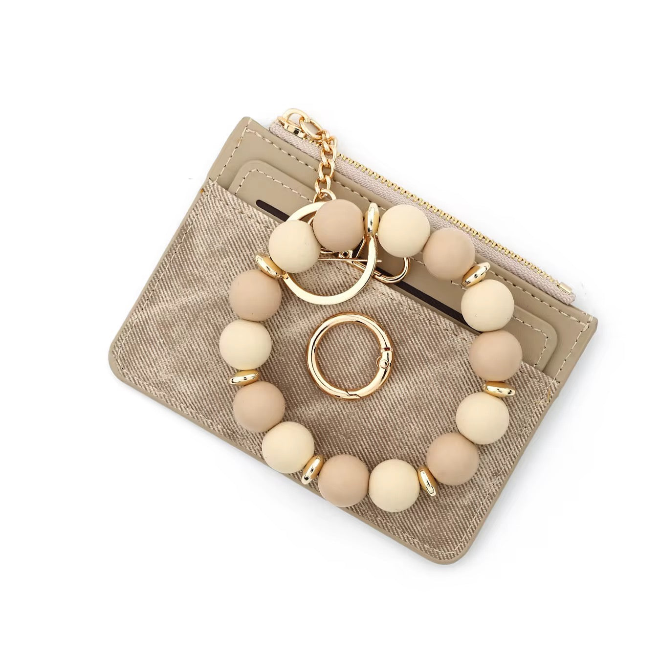 Denim Suede Bracelet Keychain & Card Holder Wallet - PREORDER