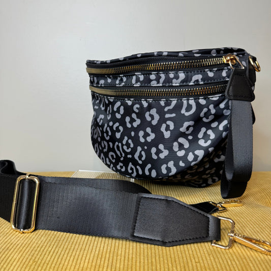 Roni - Nylon Crossbody - Black & Grey Animal - PREORDER