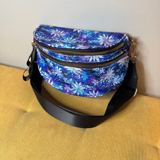 The Roni Nylon Crossbody - Blue Purple Snowflake